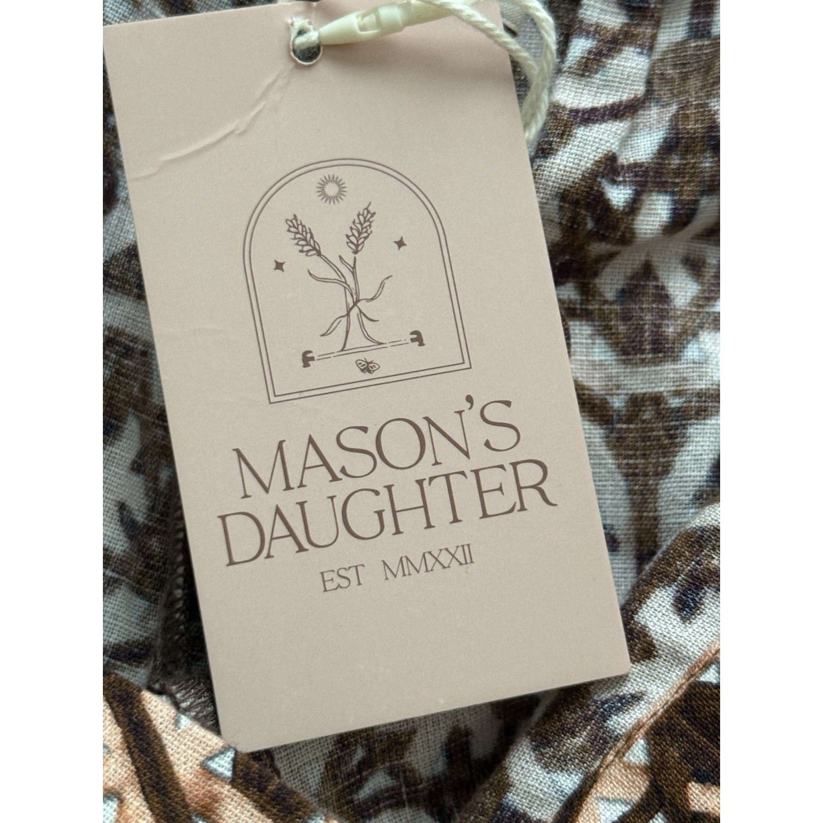 Mason's Daughter Nwt Lattice Pants Size Small Brown Print Linen Cotton Boho — image 6 of 8